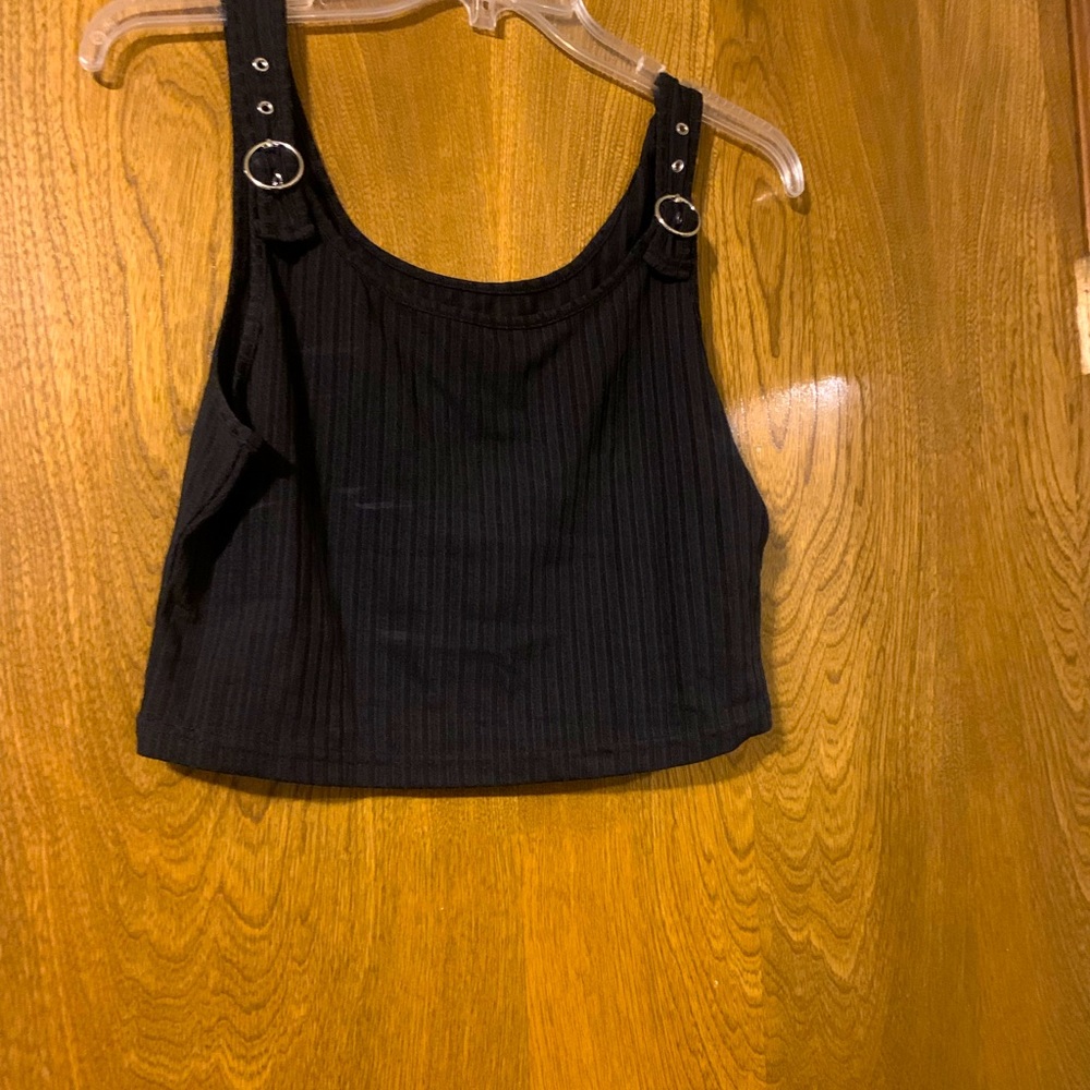 Black Crop top with belted straps in XXL